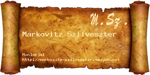 Markovitz Szilveszter névjegykártya